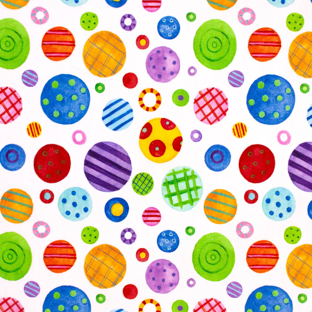 Crawly Circles minky fabric, draped to show soft pile