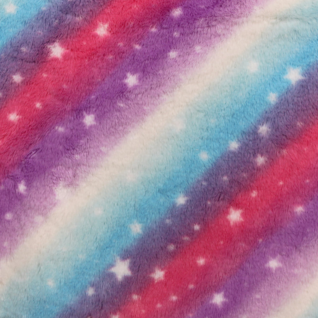 Rainbow Starry Sky snuggle minky fabric, plush pile texture