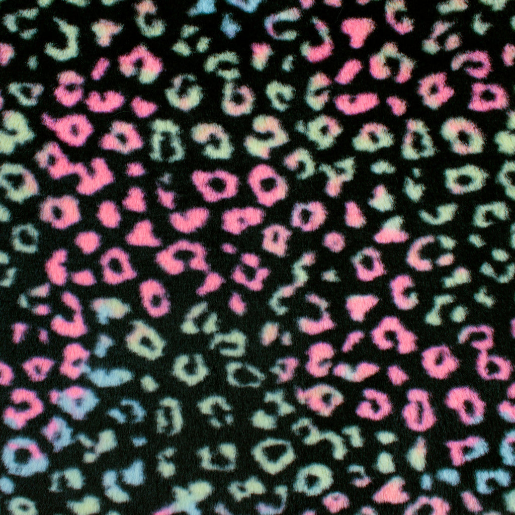 Rainbow Leopard snuggle minky fabric, full print repeat