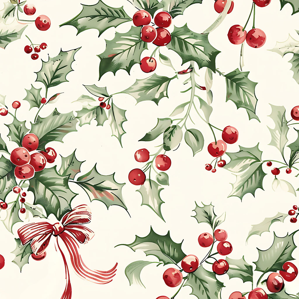 Ribboned Holly - Ivory Frosty Snuggle