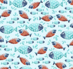 Sea Adventure nautical minky fabric, school of fish close-up