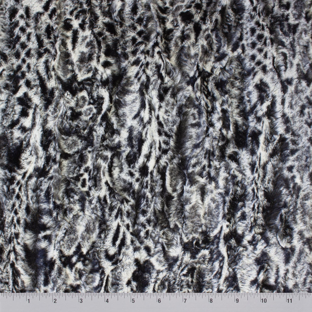 black spotted leopard snuggle minky fabric, close-up