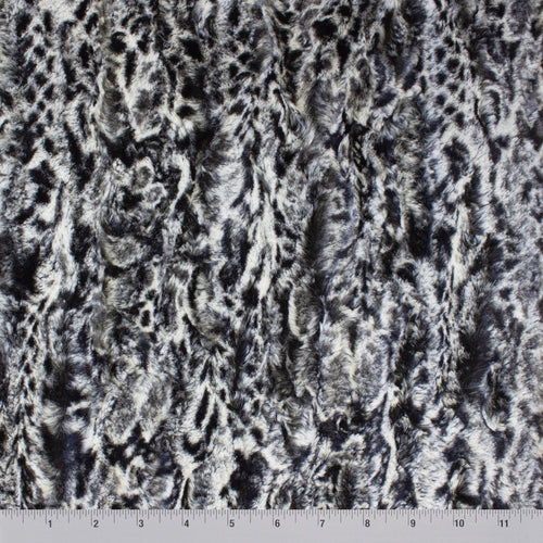 black spotted leopard snuggle minky fabric, close-up