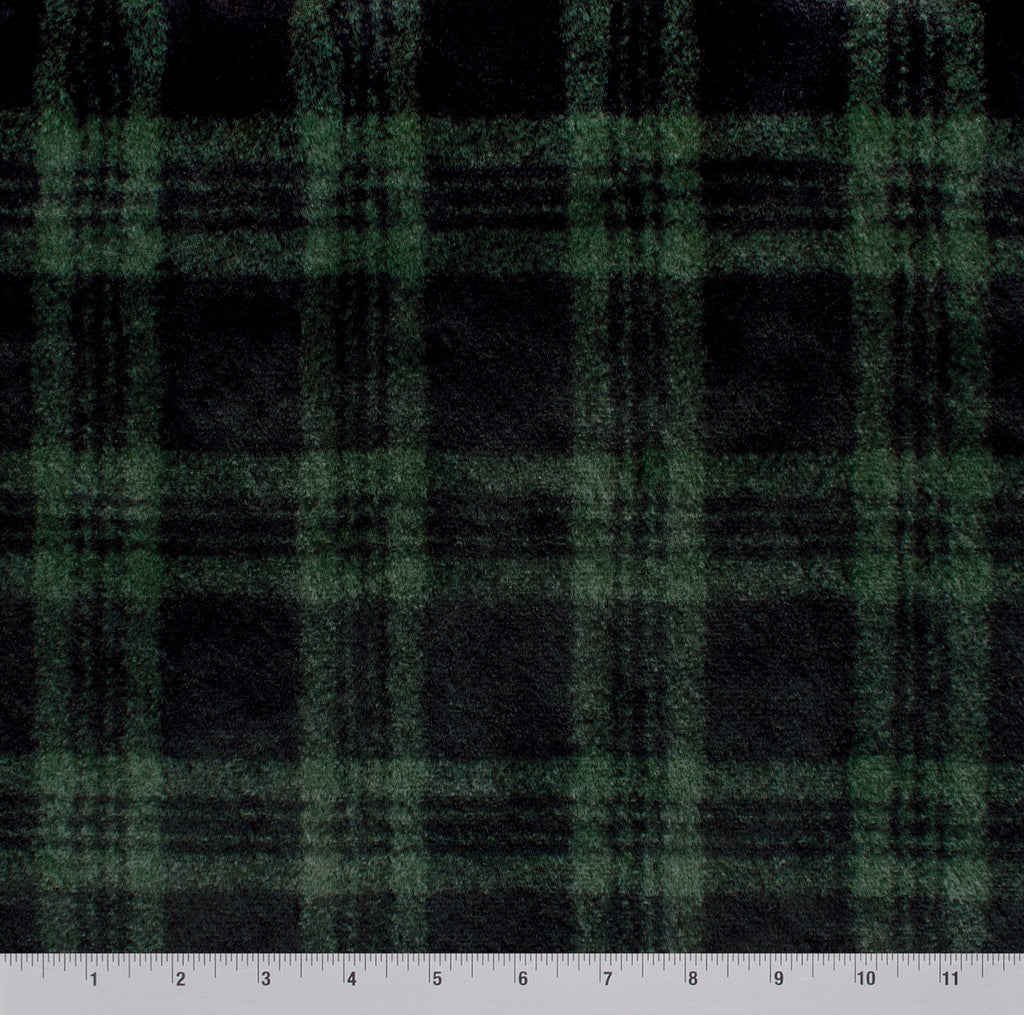 Christmas plaid snuggle minky, angled close-up