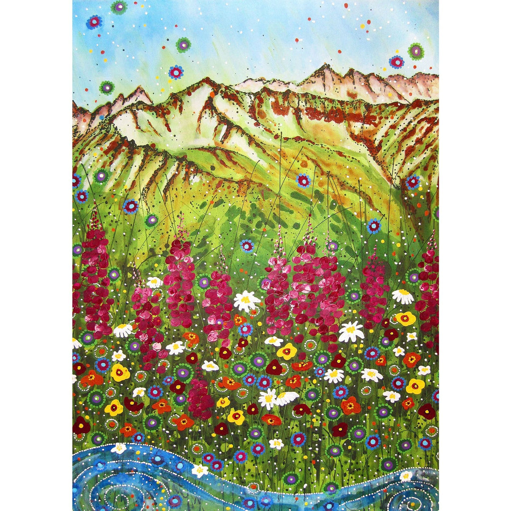 Fireweed Mountains minky fabric panel, full 45x60 panel