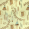Pow Wow tents and squirrels minky fabric, swatch