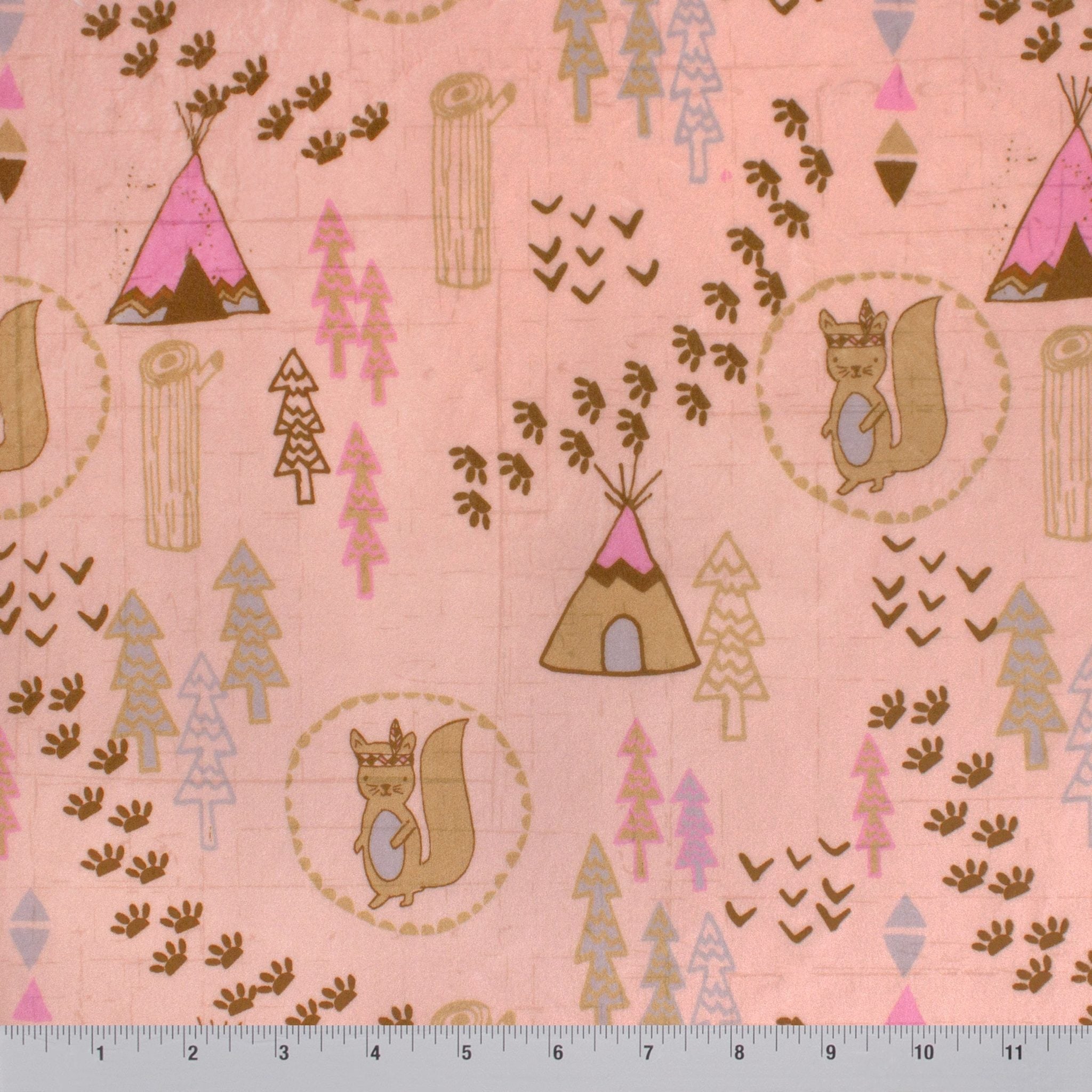 Pow Wow minky fabric, draped