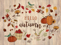 Hello Autumn Panel fall minky fabric, swatch