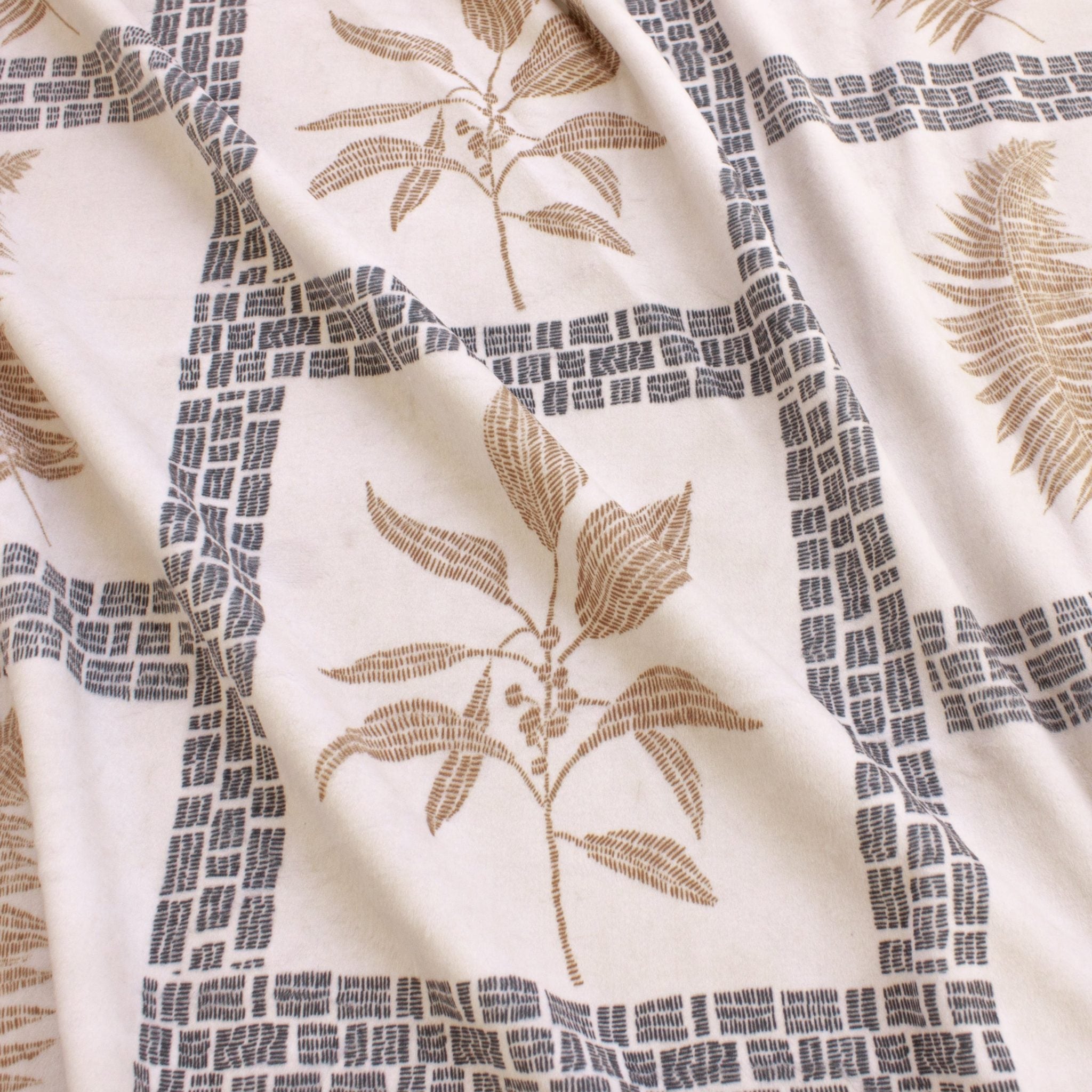Bohemia Leaves Tile minky fabric, fabric draped