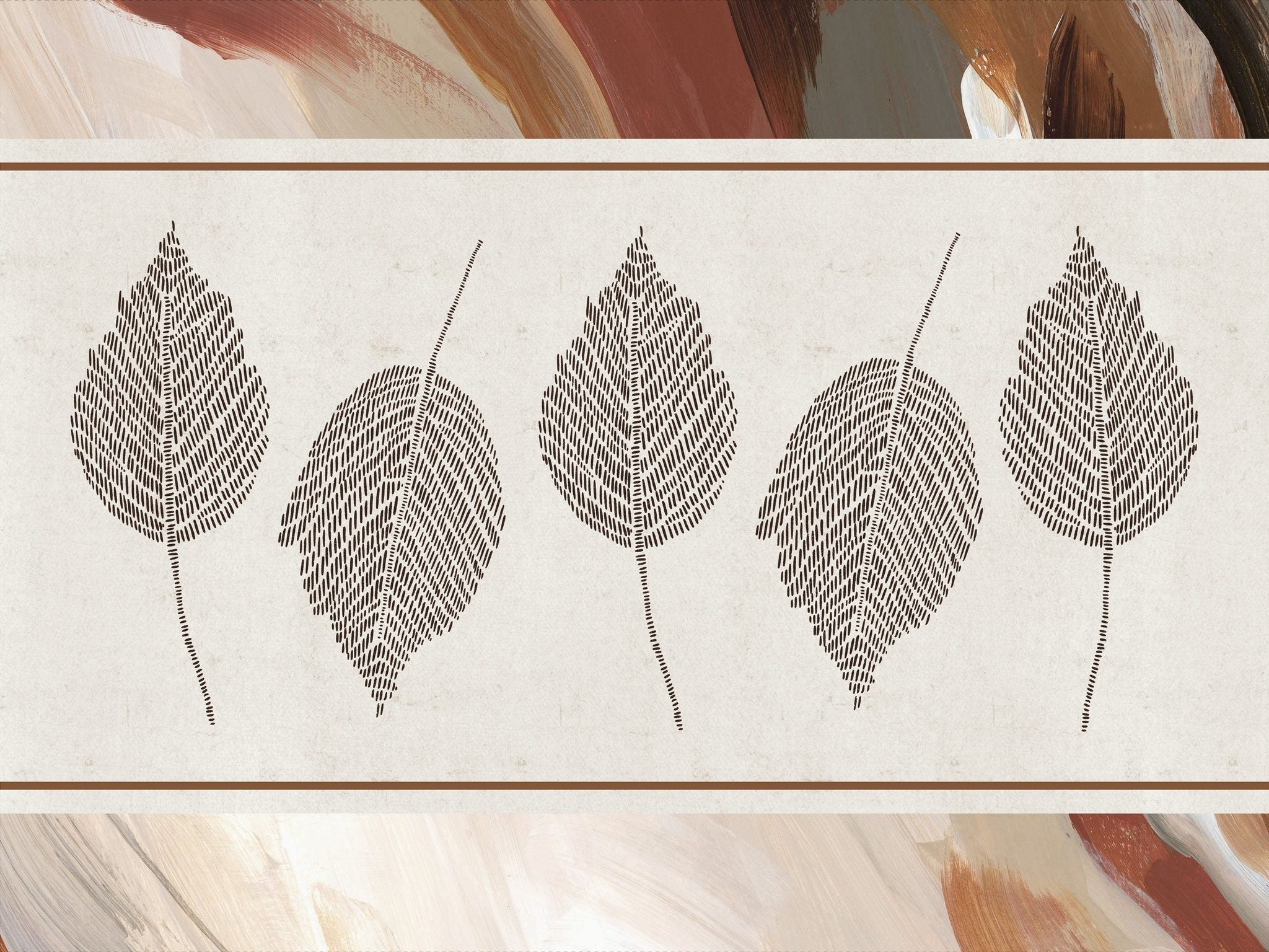Bohemia Leaves minky fabric panel, full 45x60 panel