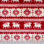 Nordic Reindeer snuggle minky fabric, close-up of reindeer print