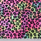 Rainbow Leopard snuggle minky fabric, close-up of colorful leopard print