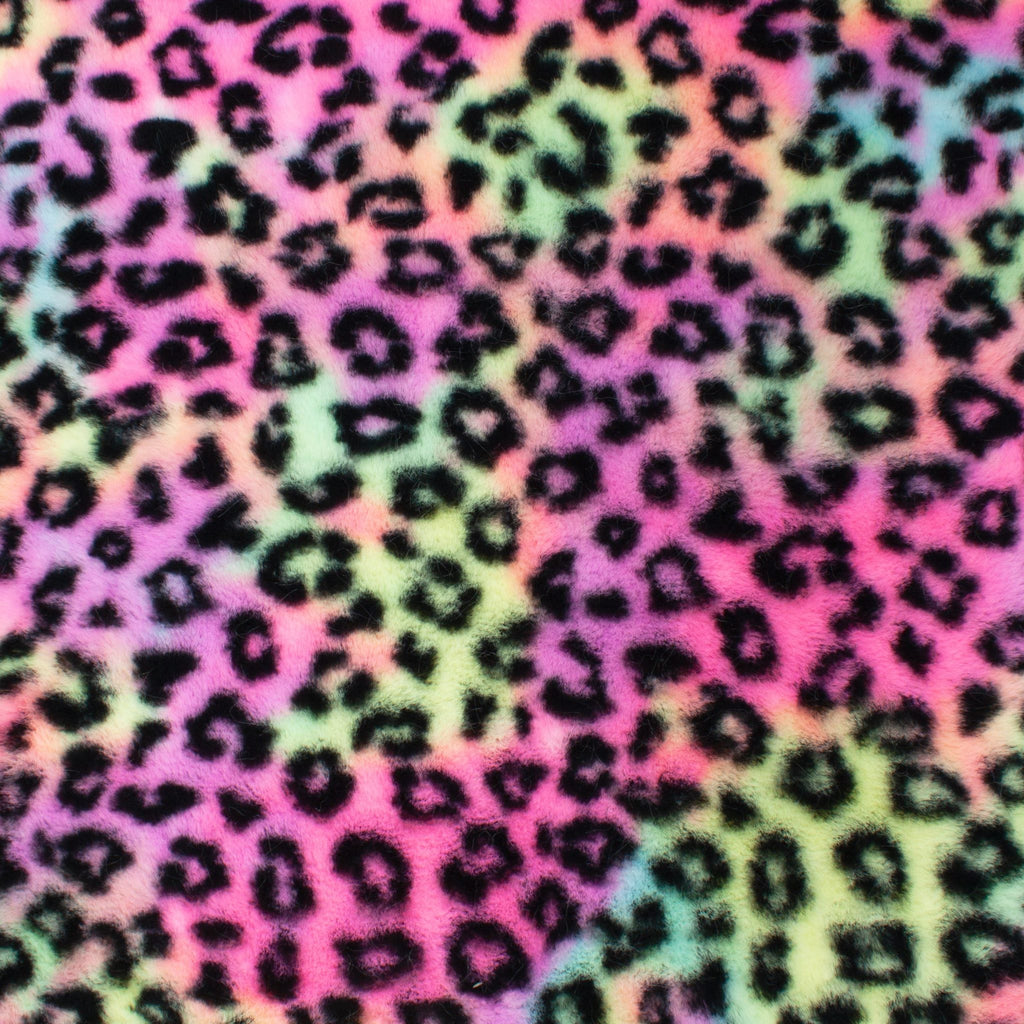 Rainbow Leopard snuggle minky fabric, swatch