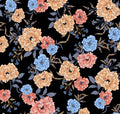 Carnation Floral Arrangement black minky fabric, swatch