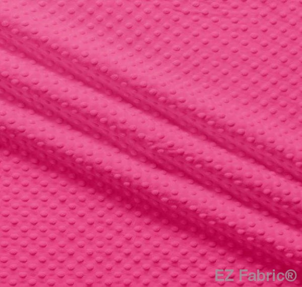 Silky minky dot fabric hot pink, close-up