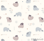 Bear Love cream minky fabric, swatch