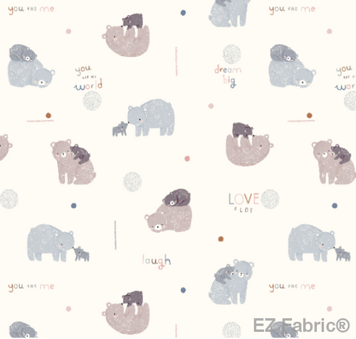 Bear Love Cream Minky Fabric by EZ Fabric 