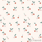 Cherry Small Cream minky fabric, close-up