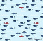 Fish Fiesta light blue minky fabric, swatch