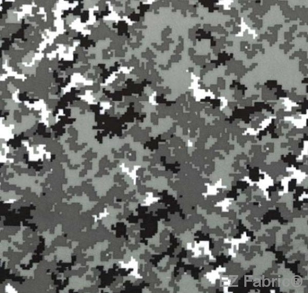 Digi Camo minky fabric, gray digital camouflage print swatch