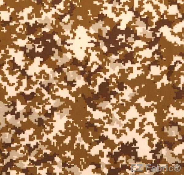 Digi Camo minky fabric, tan digital camouflage print swatch