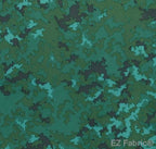 Digi Camo minky fabric, turquoise digital camouflage print swatch