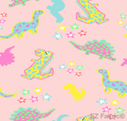 Dinostars dinosaur and neon star print minky fabric, full swatch
