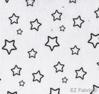 EZ Stars black and white minky fabric, outline star print swatch