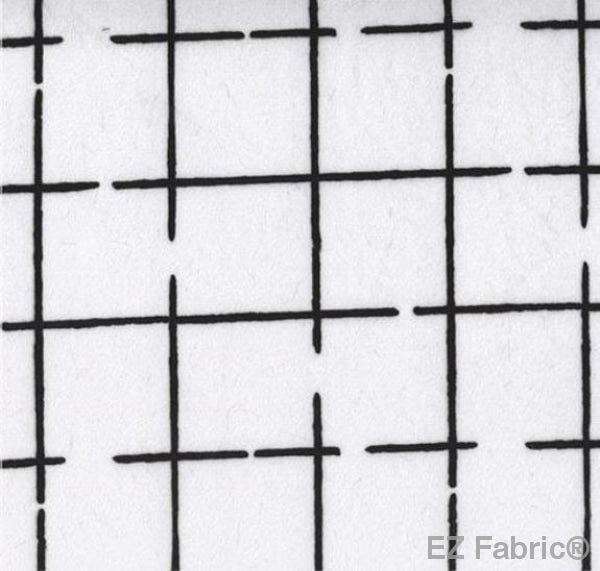 Grid white print minky fabric, swatch