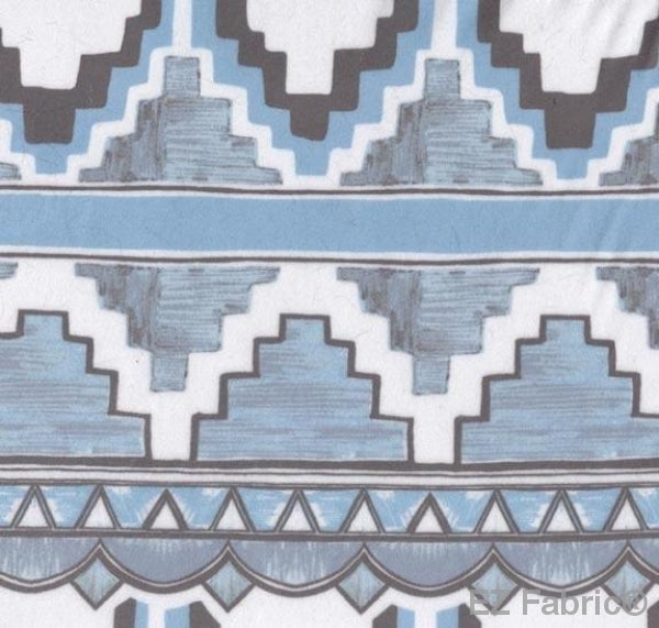 Art Deco carpet blue geometric minky fabric, swatch