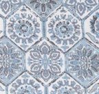Geo Medallion blue minky fabric, close-up