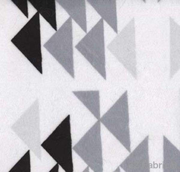 Triangles black geometric minky fabric, bolt