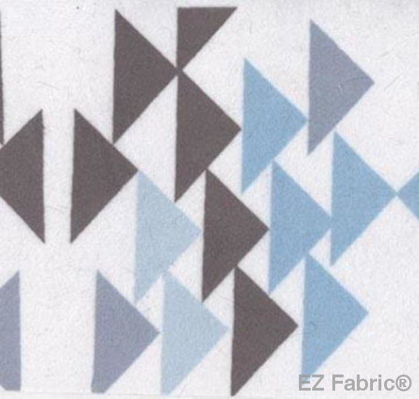 Triangles blue geometric minky fabric, bolt