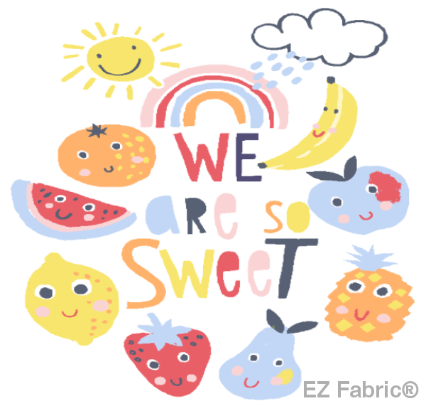 Juicy Summer Friends fruit print minky fabric, multi swatch