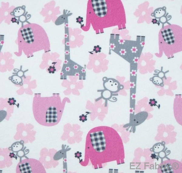 Jungle Dream Fuschia Print Minky By EZ Fabric 