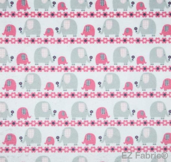 Marching Fuschia  Print Minky By EZ Fabric 