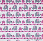 Marching elephants fuchsia coordinate minky fabric, detail