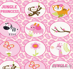Jungle Bubbles pink print minky fabric, close-up