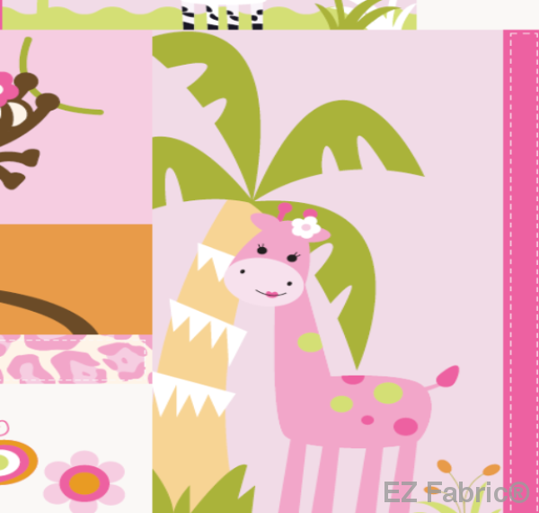 Jungle Princess pink animal print minky fabric, swatch