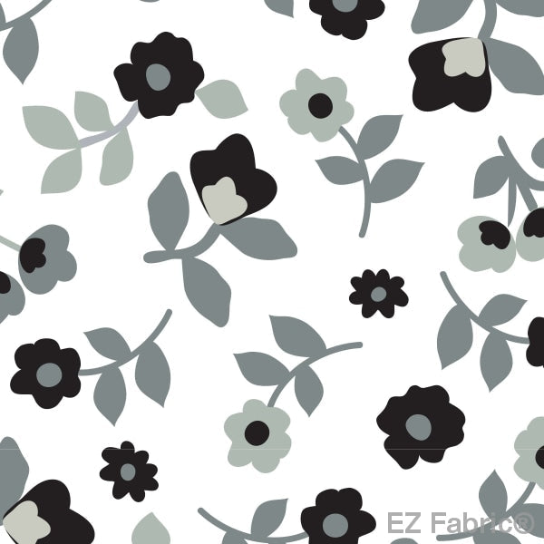 Kashmir Print minky fabric, black floral swatch