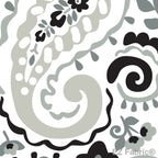Kashmir Print minky fabric, black paisley close-up