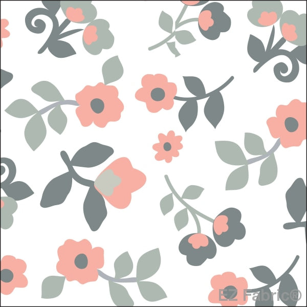 Kashmir Print minky fabric, coral floral close-up