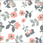 Kashmir Print minky fabric, coral floral close-up