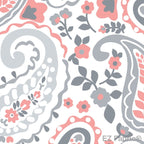 Kashmir Print minky fabric, coral paisley swatch