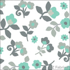 Kashmir Print minky fabric, mint floral close-up
