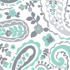 Kashmir Print minky fabric, mint paisley swatch