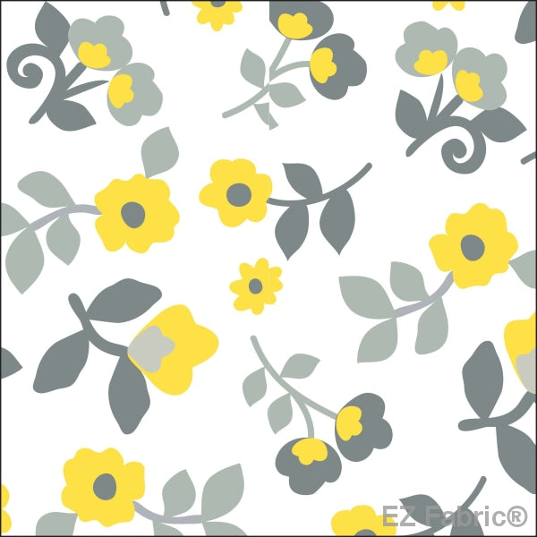 Kashmir Print minky fabric, yellow floral close-up