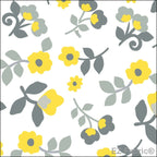 Kashmir Print minky fabric, yellow floral close-up