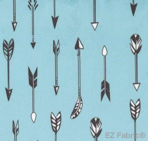 Kodiak arrows aqua minky fabric, swatch