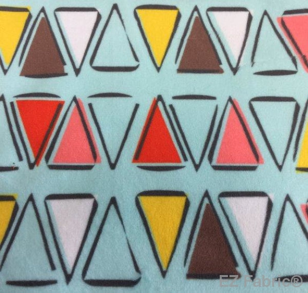 Kodiak Traingles Aqua on Minky Fabric by EZ Fabric 